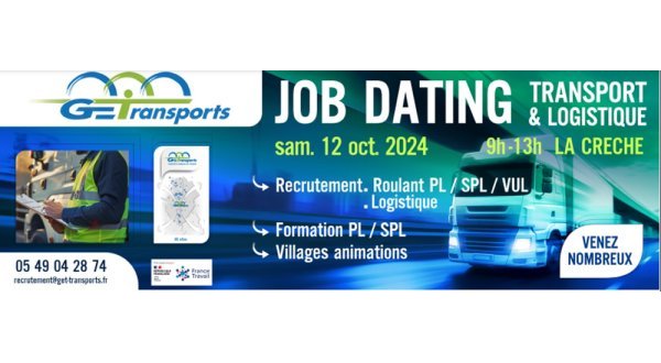 Job Dating métiers du transport et de la logistique à La Crèche le 12 octobre