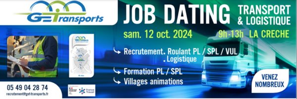 Job Dating métiers du transport et de la logistique à La Crèche le 12 octobre